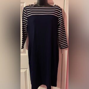 Ralph Lauren Navy with White Stripes and Gold Buttons on the Shoulder Dress XL